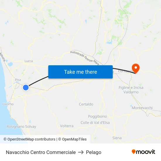 Navacchio Shopping Center to Pelago map