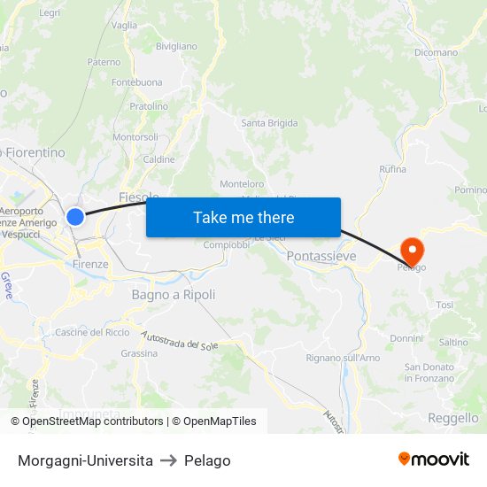 Morgagni-Universita to Pelago map