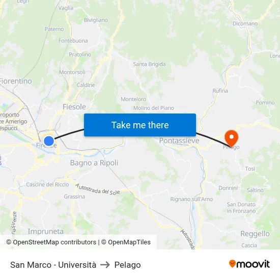 San Marco - University to Pelago map