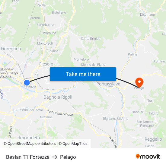 Beslan T1 Fortezza to Pelago map