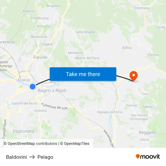 Baldovini to Pelago map