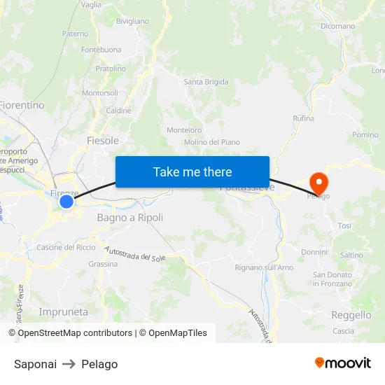 Saponai to Pelago map