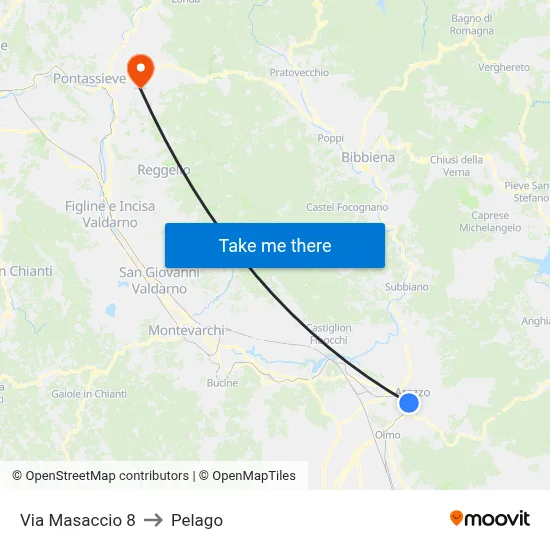 Via Masaccio 8 to Pelago map