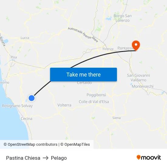 Pastina Church to Pelago map
