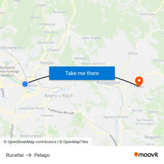 Rucellai to Pelago map
