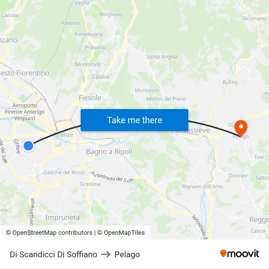 Scandicci di Soffiano to Pelago map