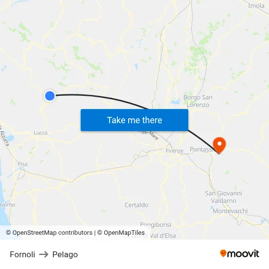 Fornoli to Pelago map