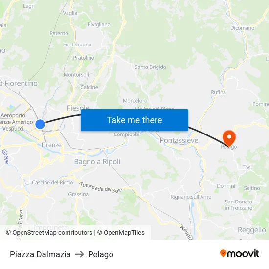 Piazza Dalmazia to Pelago map