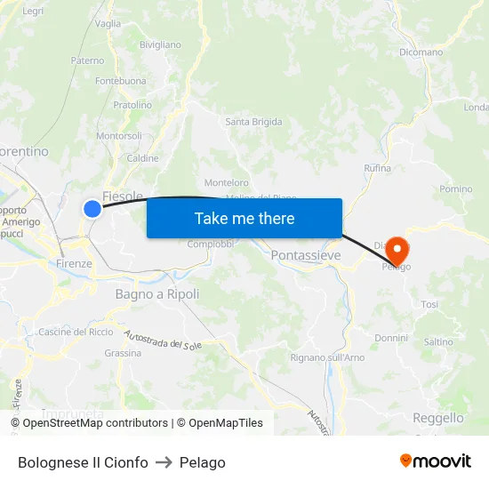 Bolognese Il Cionfo to Pelago map