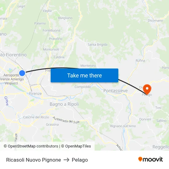 Ricasoli Nuovo Pignone to Pelago map