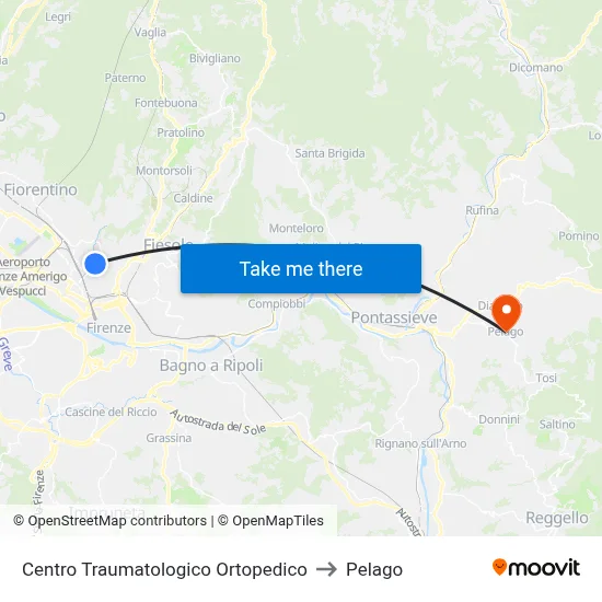 Orthopedic Trauma Center to Pelago map