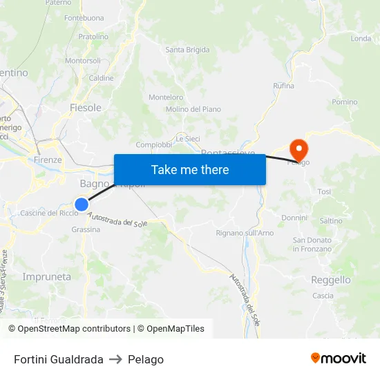 Fortini Gualdrada to Pelago map