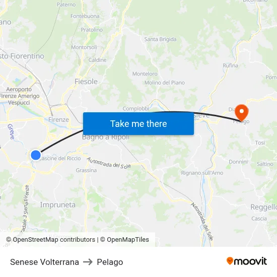 Senese Volterrana to Pelago map