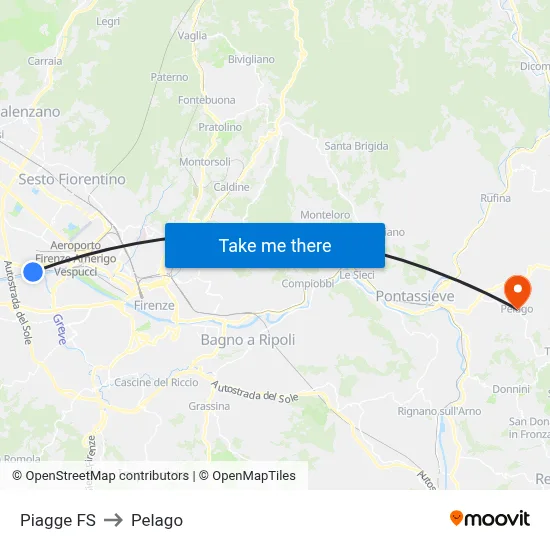 Piagge Railway Station to Pelago map