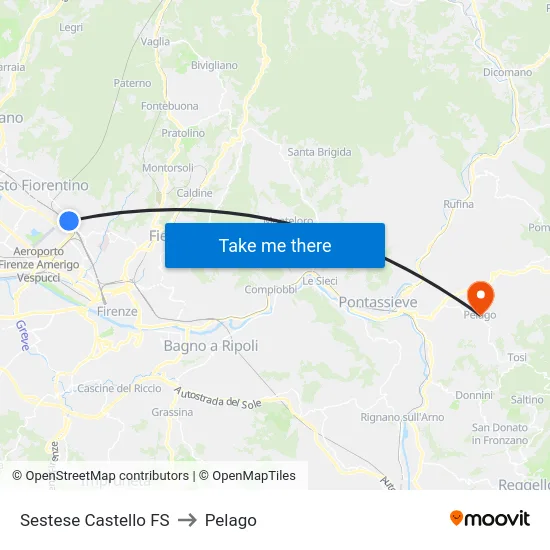 Sestese Castello FS to Pelago map