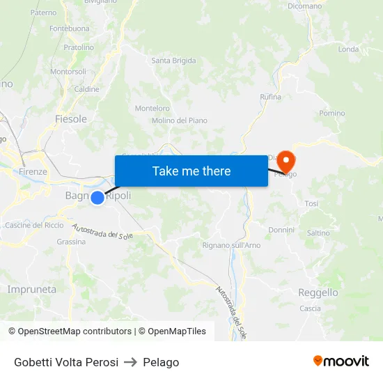 Gobetti Volta Perosi to Pelago map