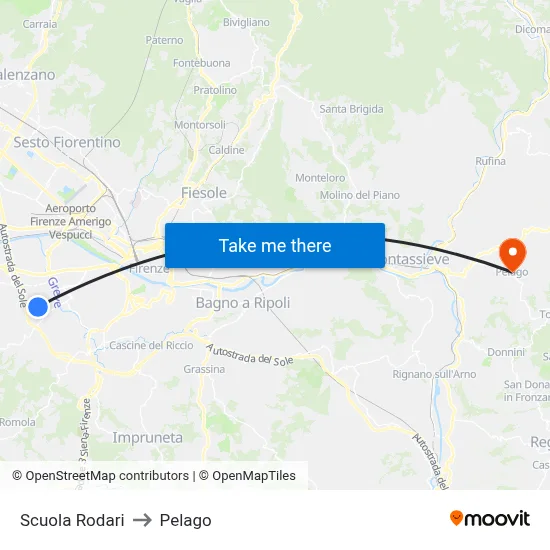 Scuola Rodari to Pelago map