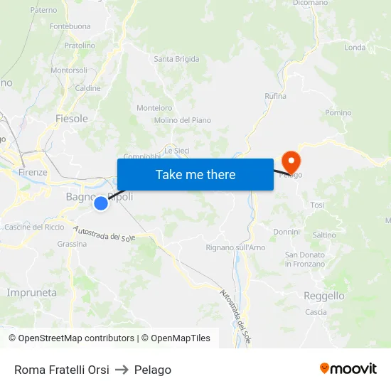 Roma Fratelli Orsi to Pelago map