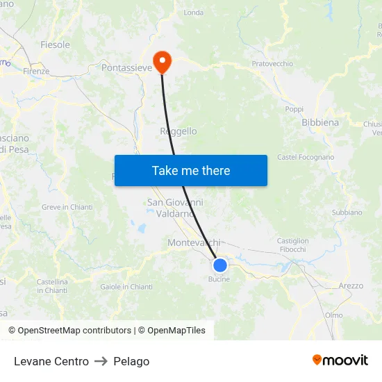 Levane Center to Pelago map