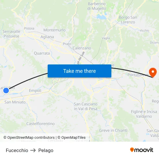 Fucecchio to Pelago map