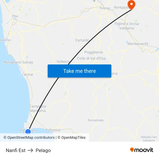 Nanfi Est to Pelago map