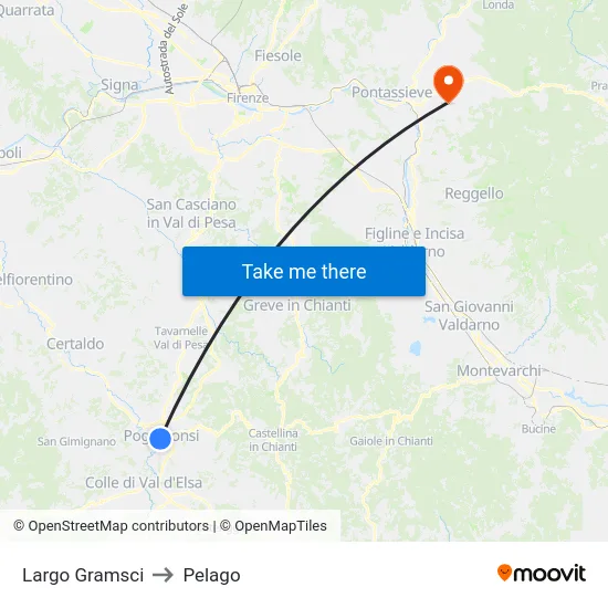 Largo Gramsci to Pelago map