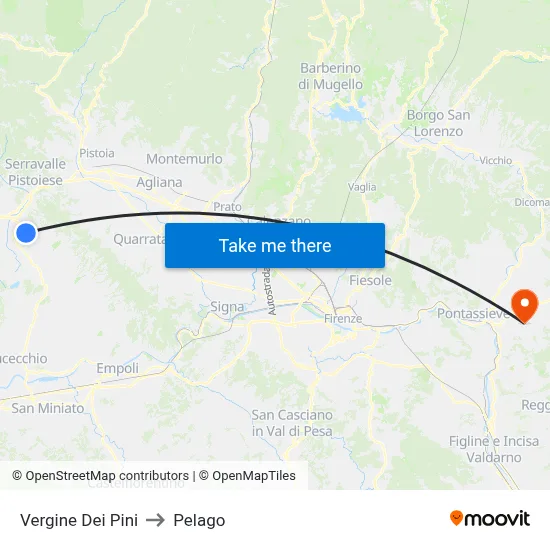 Vergine Dei Pini to Pelago map