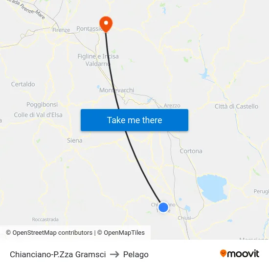 Chianciano-P.Zza Gramsci to Pelago map