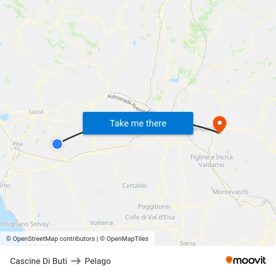 Cascine Di Buti to Pelago map