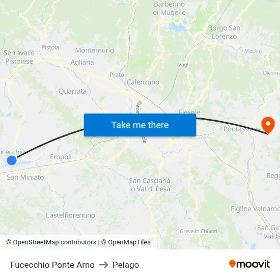 Fucecchio Arno Bridge to Pelago map
