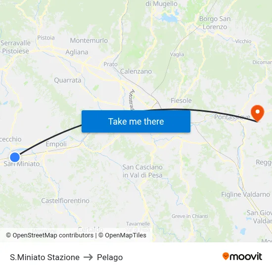 San Miniato Station to Pelago map