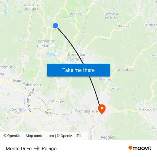 Monte Di Fo to Pelago map