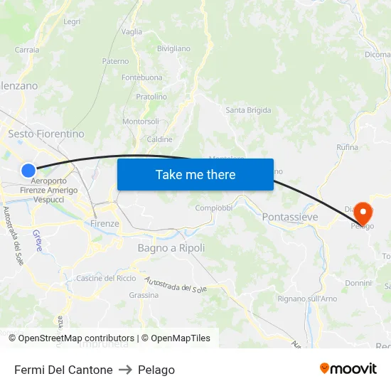 Fermi Del Cantone to Pelago map