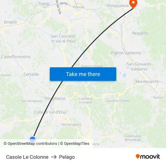 Casole Le Colonne to Pelago map