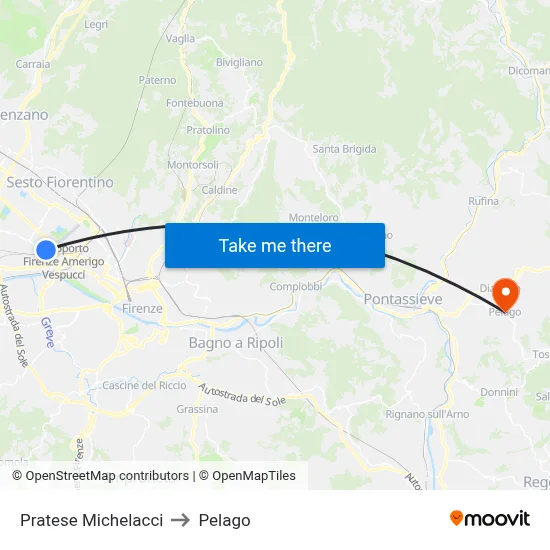 Pratese Michelacci to Pelago map