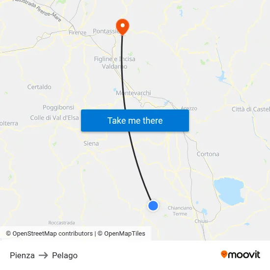 Pienza to Pelago map