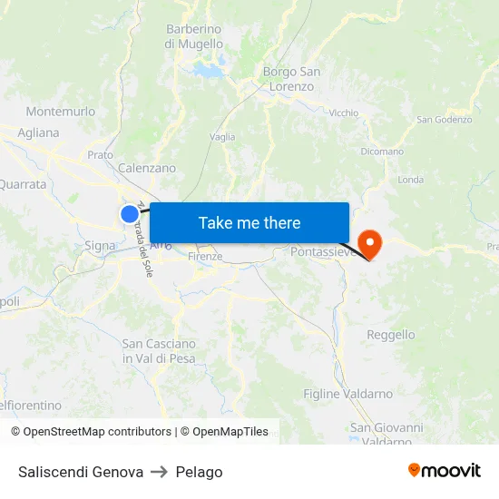 Saliscendi Genova to Pelago map