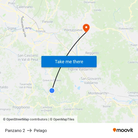 Panzano 2 to Pelago map