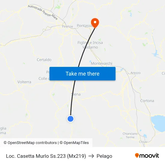 Loc. Casetta Murlo Ss.223 (Mx219) to Pelago map