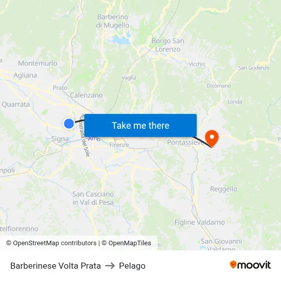 Barberinese Volta Prata to Pelago map