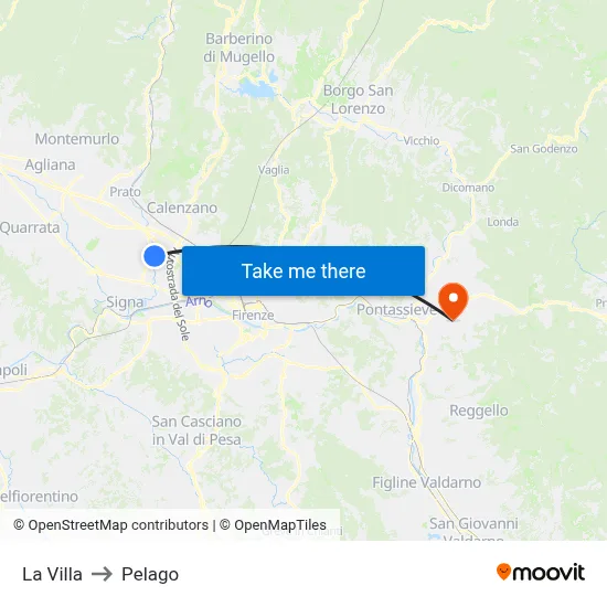 La Villa to Pelago map