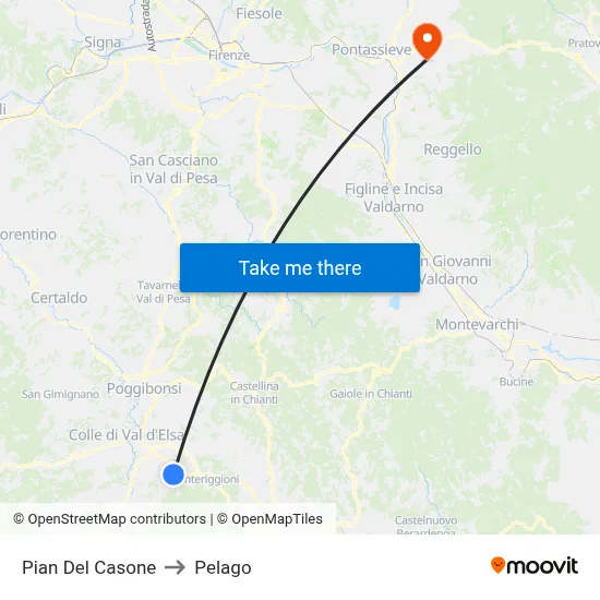 Pian Del Casone to Pelago map