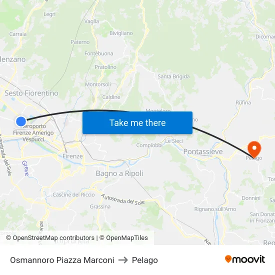 Osmannoro Piazza Marconi to Pelago map