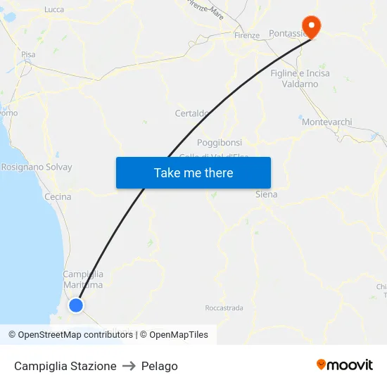 Campiglia Stazione to Pelago map