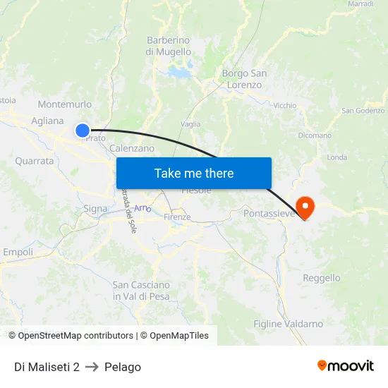 Maliseti 2 to Pelago map