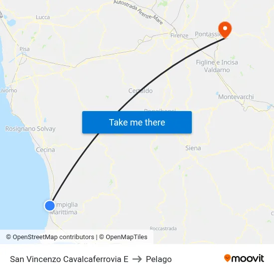 San Vincenzo Railway Bridge East to Pelago map