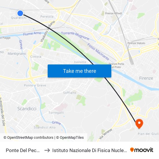 Ponte Del Pecora to Istituto Nazionale Di Fisica Nucleare map