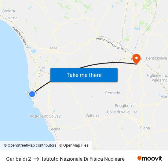 Garibaldi 2 to Istituto Nazionale Di Fisica Nucleare map