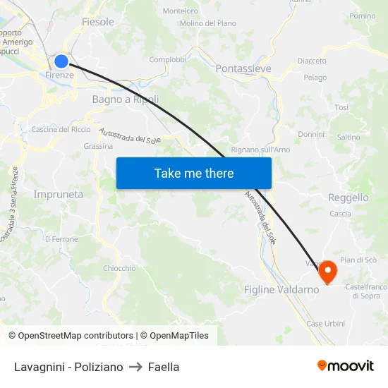 Lavagnini - Poliziano to Faella map