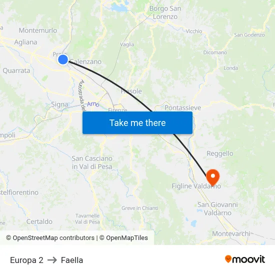 Europa 2 to Faella map